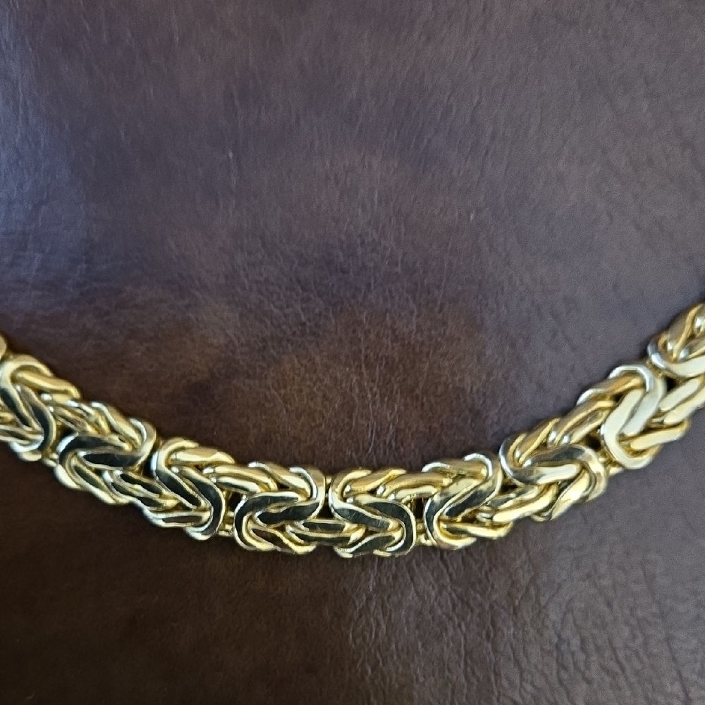 VINTAGE LUXURIOUS 14K YELLOW GOLD BYZANTINE CHAIN NECKLACE 16 INCH LOBSTER CLAW - Picture 2 of 14